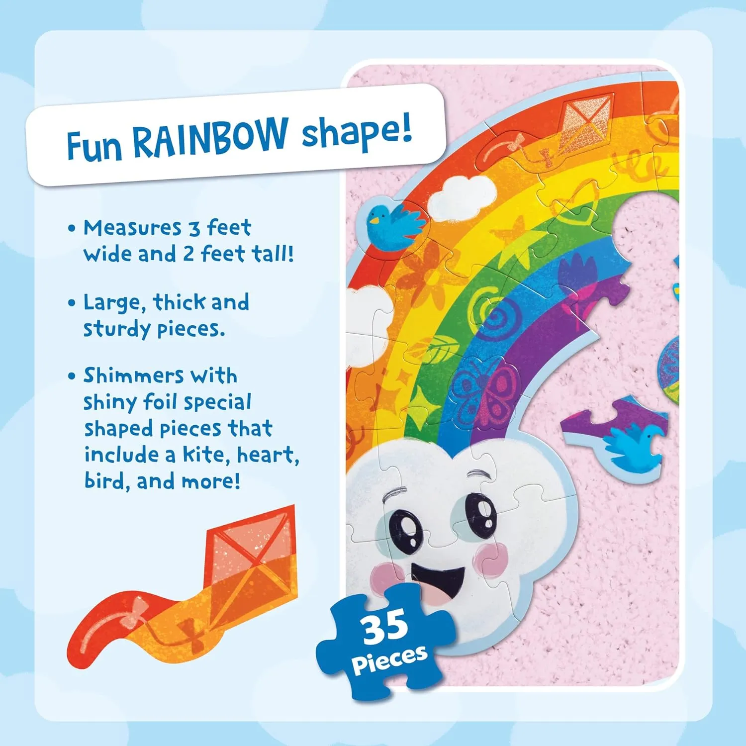 Peaceable Kingdom Floor Puzzle | Shimmery Rainbow