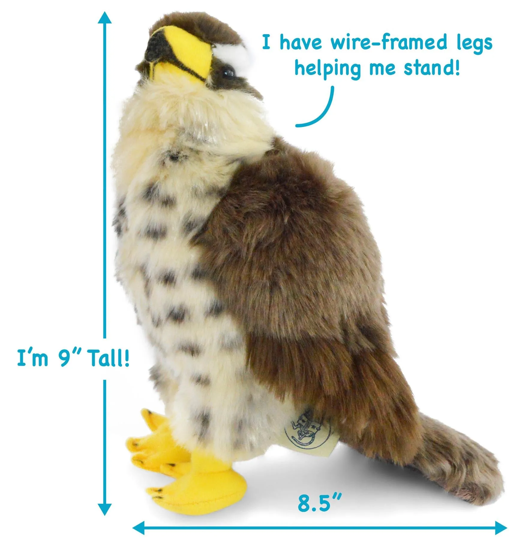 Percival The Peregrine Falcon | 9 Inch Stuffed Animal Plush | By TigerHart Toys