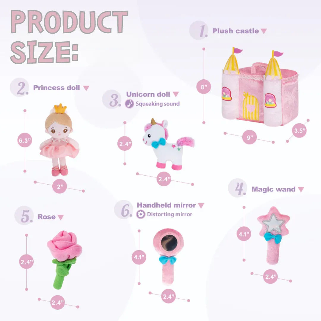 Personalized Baby's First Princess Castle Sensory Toy Plush Playset