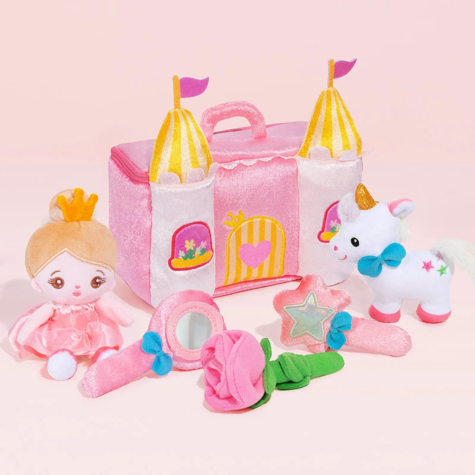 Personalized Baby's First Princess Castle Sensory Toy Plush Playset