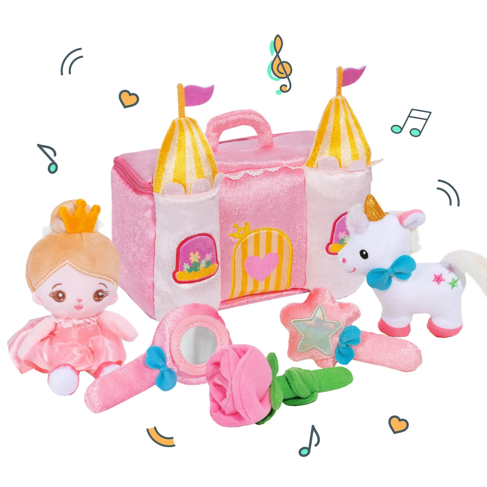 Personalized Baby's First Princess Castle Sensory Toy Plush Playset