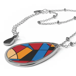 Personalized jewerly - Oval Necklace with Piet Mondrian design