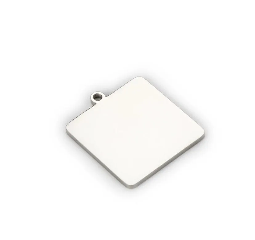 Personalized Stainless Steel Charm, Laser Engraved, Square Rectangle Charm, Custom Laser Charm, Text Silver Gold DIY Jewelry Making Supplies