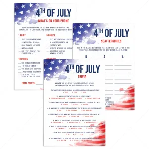 Printable 4th of July Party Games Red White and Blue