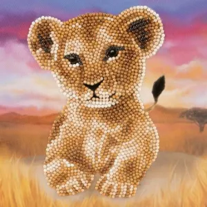 "Lion Cub" Crystal Art Card 18x18cm