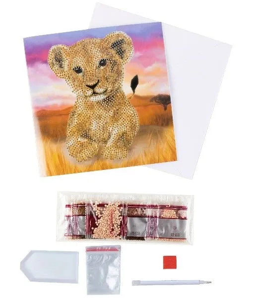 "Lion Cub" Crystal Art Card 18x18cm