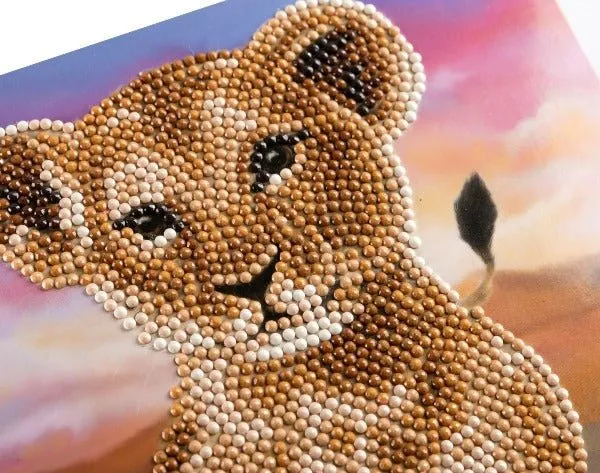 "Lion Cub" Crystal Art Card 18x18cm