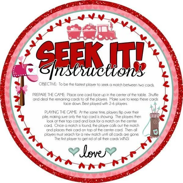 SEEK IT! {Valentine Edition} PRINTABLE Matching Game