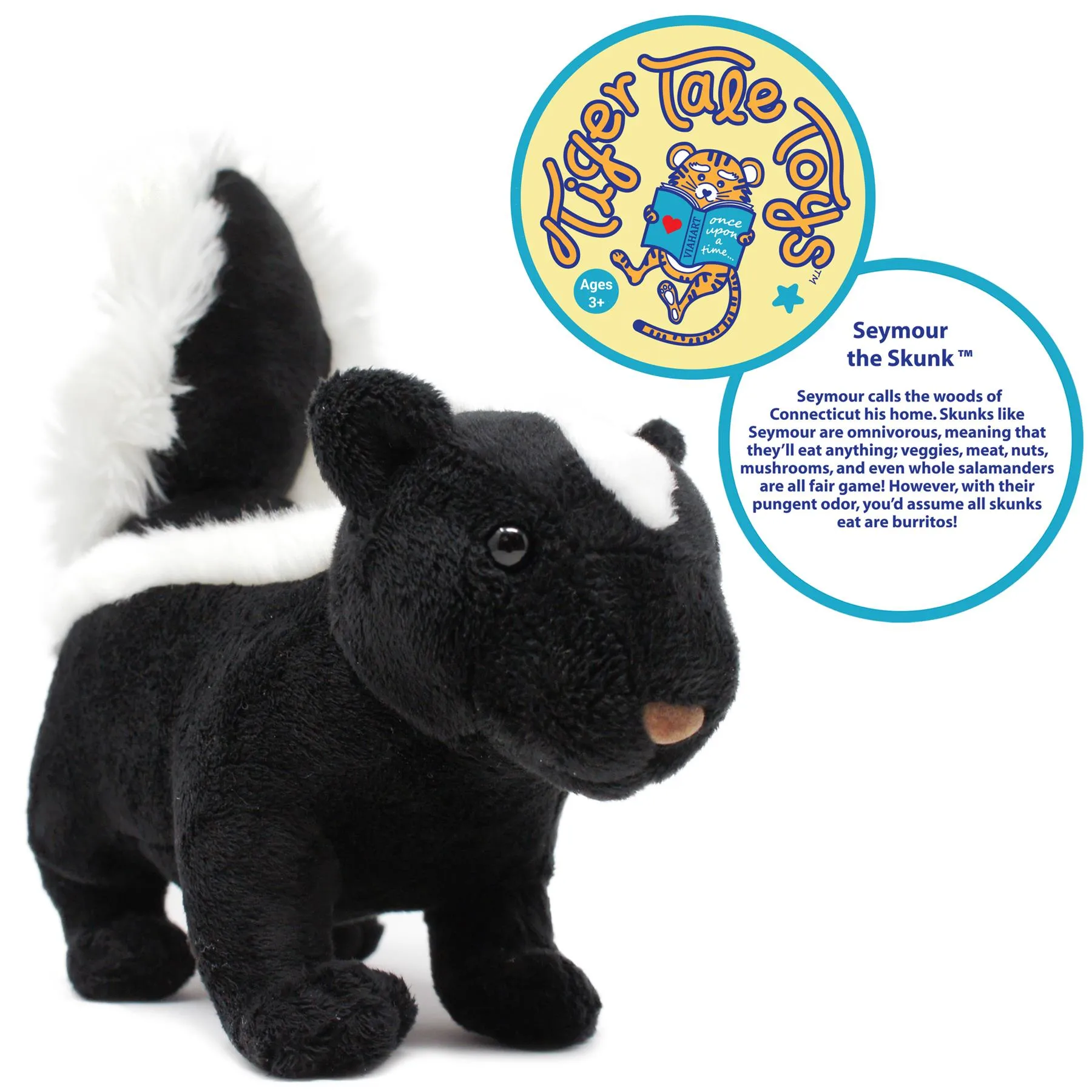 Seymour The Skunk | 9 Inch Stuffed Animal Plush | By TigerHart Toys