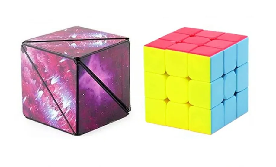 Shape Shifting Magnetic Fidget Cube & Magic 3D Lumo Puzzle Cube Set Of 2