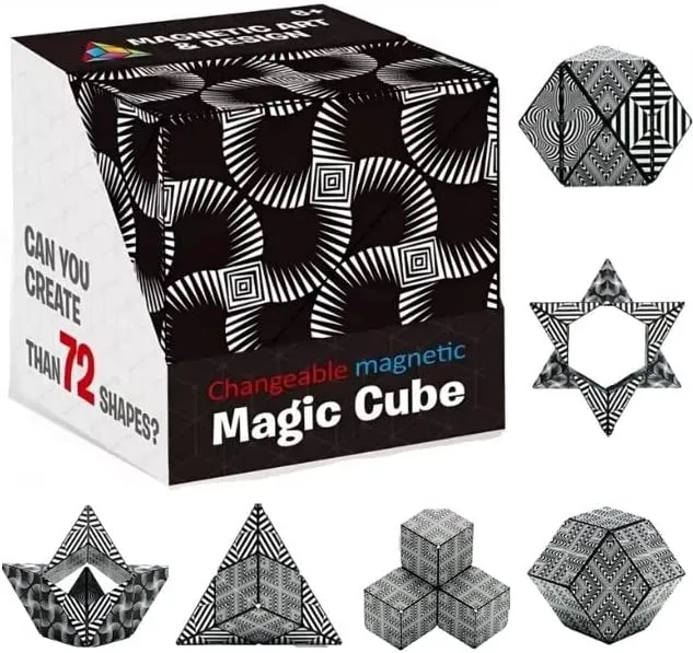 Shape Shifting Magnetic Fidget Cube & Magic 3D Lumo Puzzle Cube Set Of 2