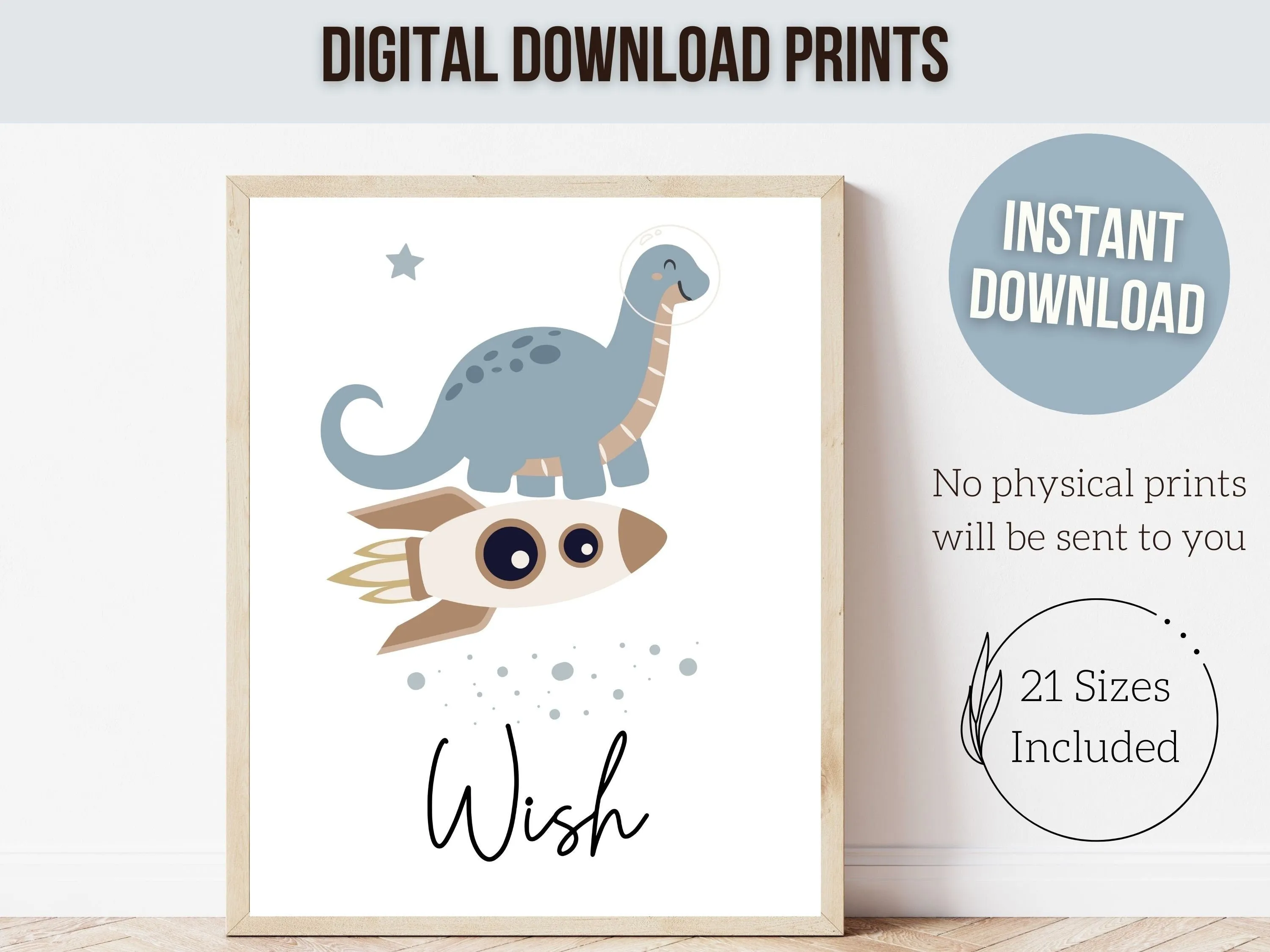 Space Dino Nursery Prints