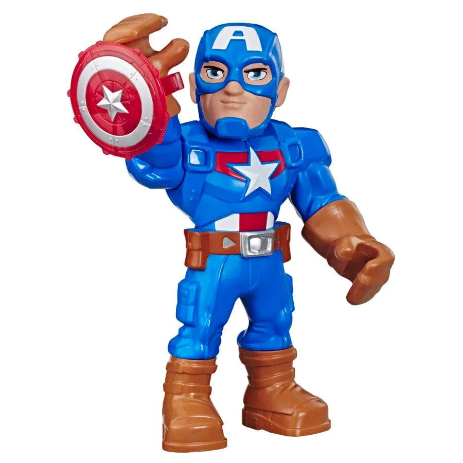 Super Hero Adventures Playskool Heroes Mega Mighties Marvel Captain America, Collectible 10-Inch Action Figure, Toys for Kids Ages 3 and Up