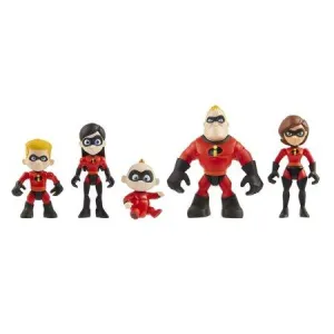 The Incredibles 2, 5 Piece Family Figure Set comes with Mr./Mrs. Incredible, Violet, Dash, Jack-Jack Parr