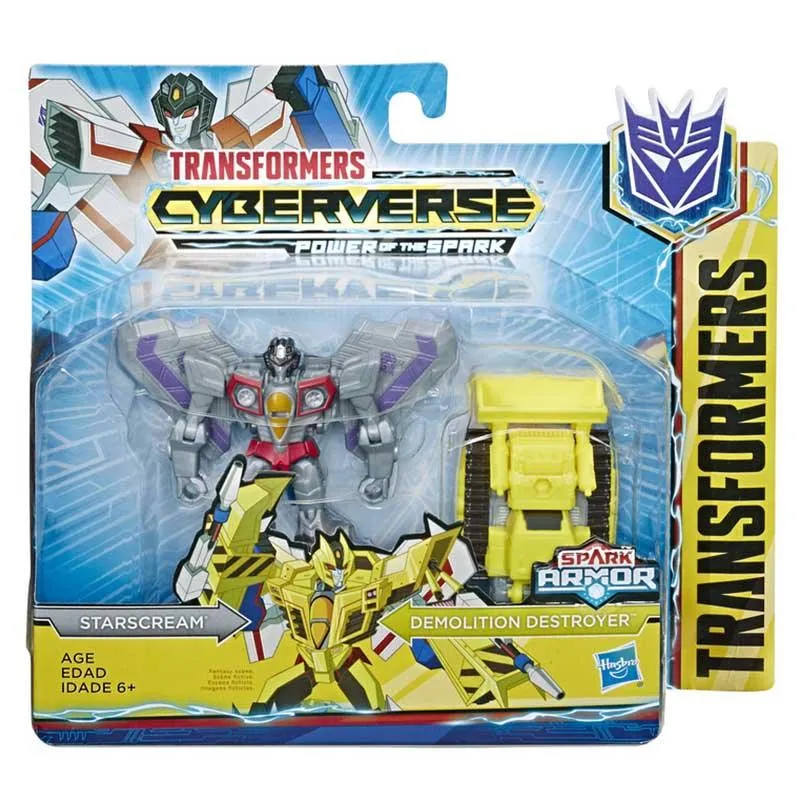 Transformers Toys Cyberverse Spark Armor Starscream Action Figure - Combines with Demolition Destroyer Spark Armor vehicle to Power Up