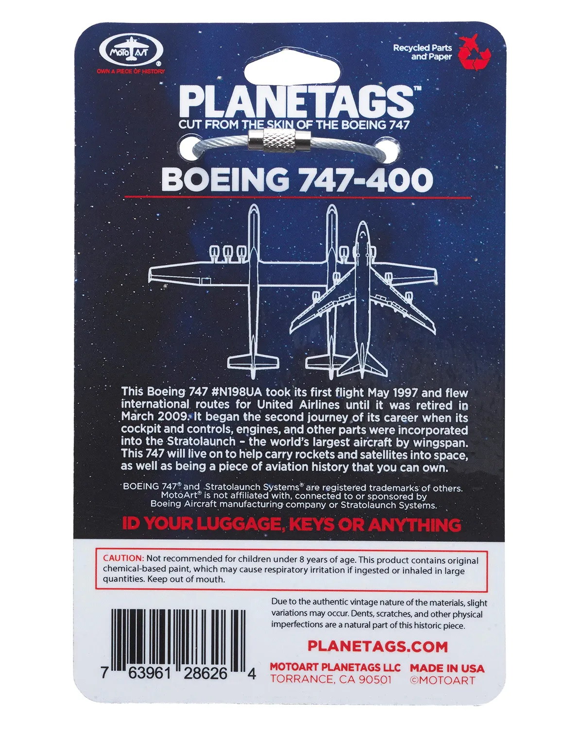 United Airlines Boeing 747-PlaneTags Tail # N198UA