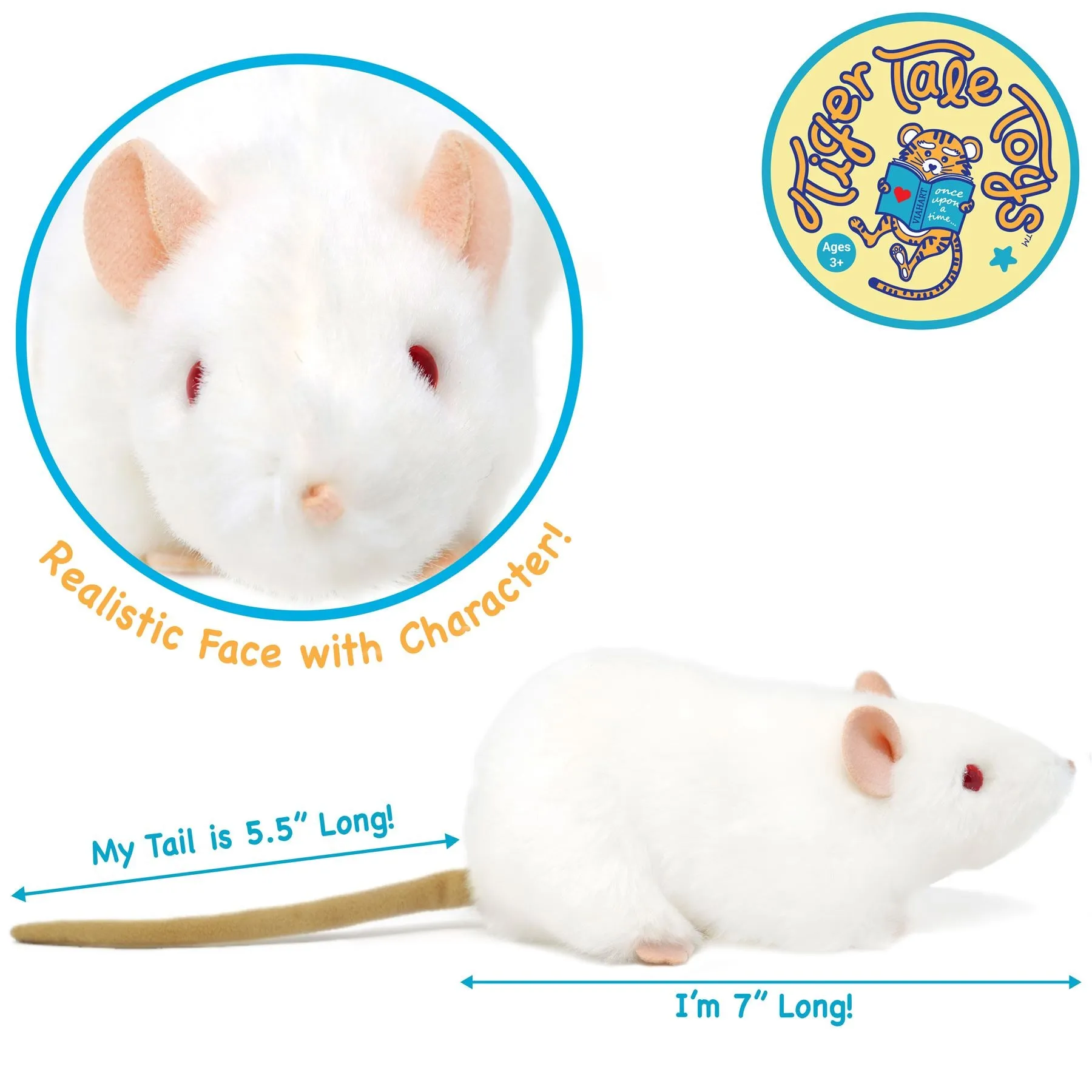 Wylie The White Rat | 7 Inch Stuffed Animal Plush | By TigerHart Toys